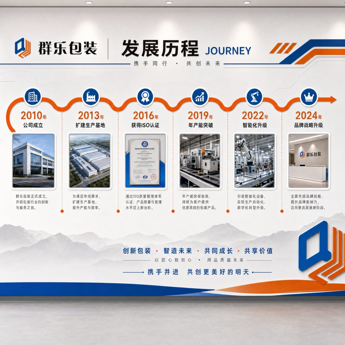 群乐包装 · 发展历程墙